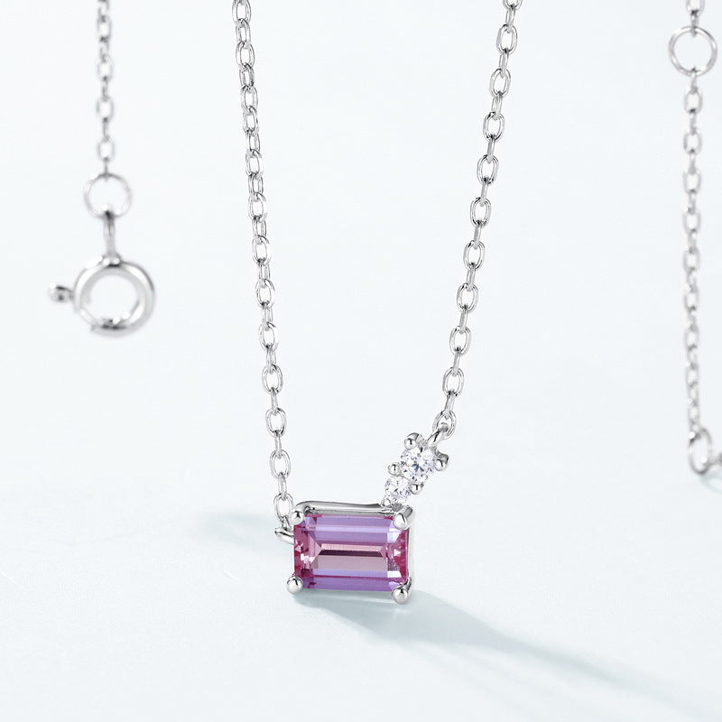 S925 Sterling Silver Jewelry Necklace Alexandrite Gemstone Simple Luxury Charms Necklace