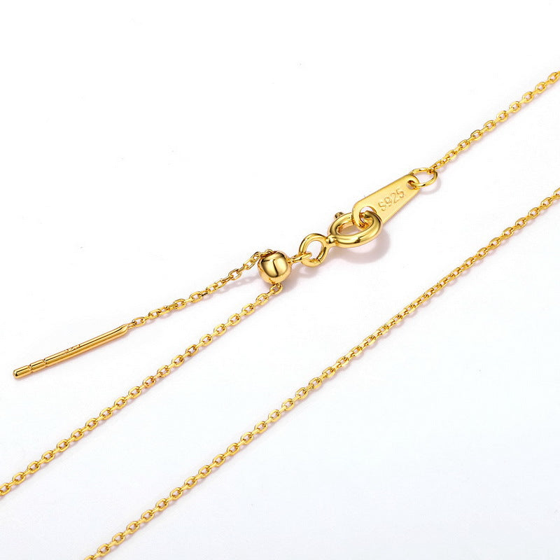 S925 Sterling Silver Jewelry Chain Gold Plating Length Adjustable Bead Necklace Chains