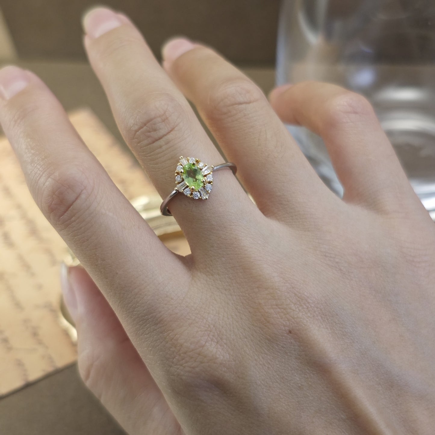 S925 Sterling Silver Jewelry Ring Natural Peridot Gemstone Fashion Style Simple Luxury Rings