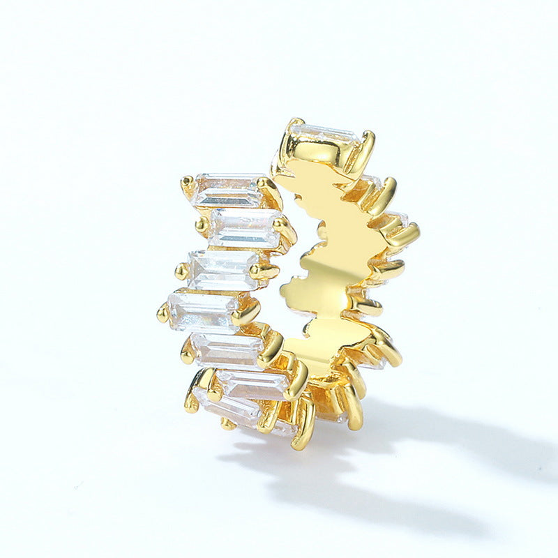 S925 Sterling Silver Jewelry Earrings White Zircon Gemstone Irregular Style Ear Clips