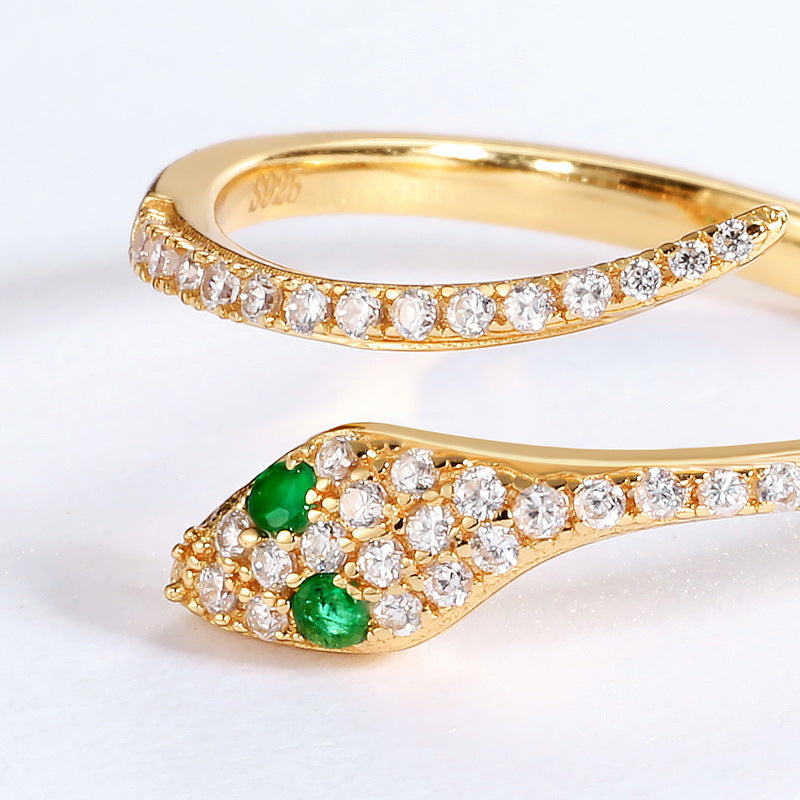 S925 Sterling Silver Jewelry Ring Zircon Gemstone Simple Luxury Fashion Snake Style Rings