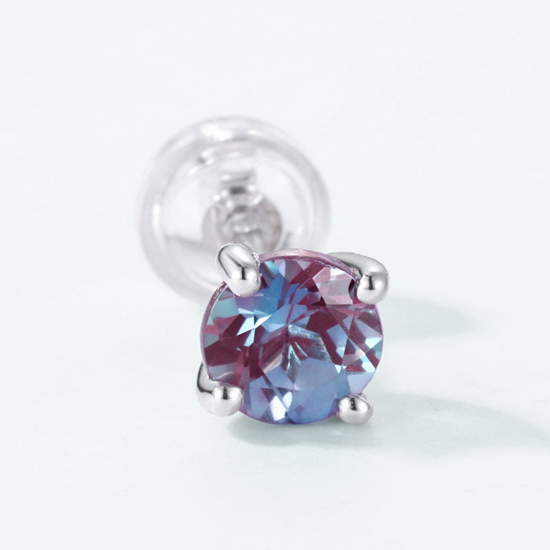 S925 Sterling Silver Jewelry Earrings Alexandrite Gemstone Simple Luxury Earrings