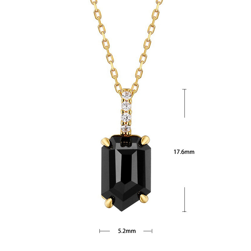 S925 Sterling Silver Jewelry Necklace Natural Black Onyx Gemstone Irregular Style Charms Necklace