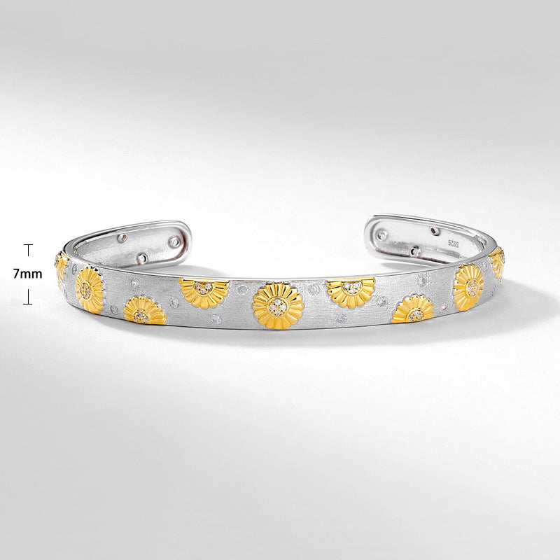 S925 Sterling Silver Jewelry Bangle Hand Made Wire Drawing Craft Silky Surface Texture Bangles