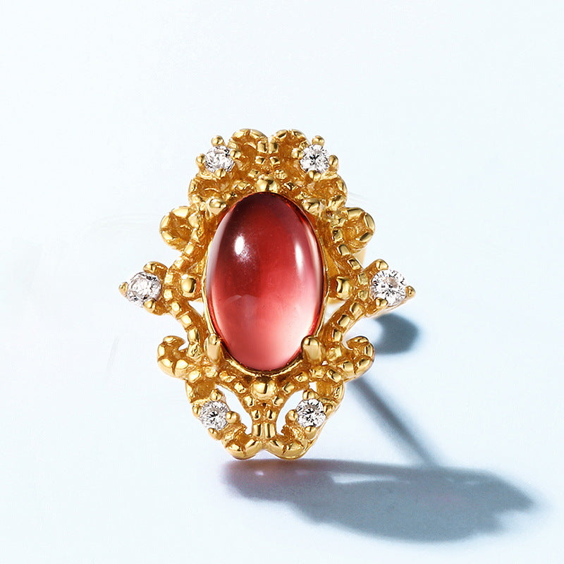 S925 Sterling Silver Jewelry Earrings Natural Mozambique Garnet Gemstone Stud Earrings