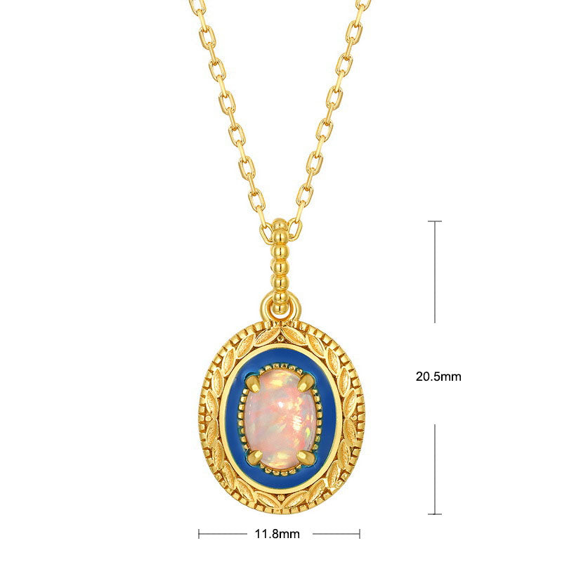 S925 Sterling Silver Jewelry Pendants Opal Gemstone Enamel Craft Necklace Charms