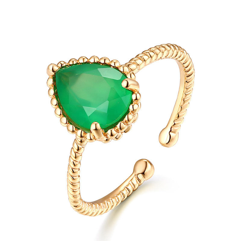 S925 Sterling Silver Jewelry Ring Natural Mozambique Garnet Gemstone Water Drop Style Rings