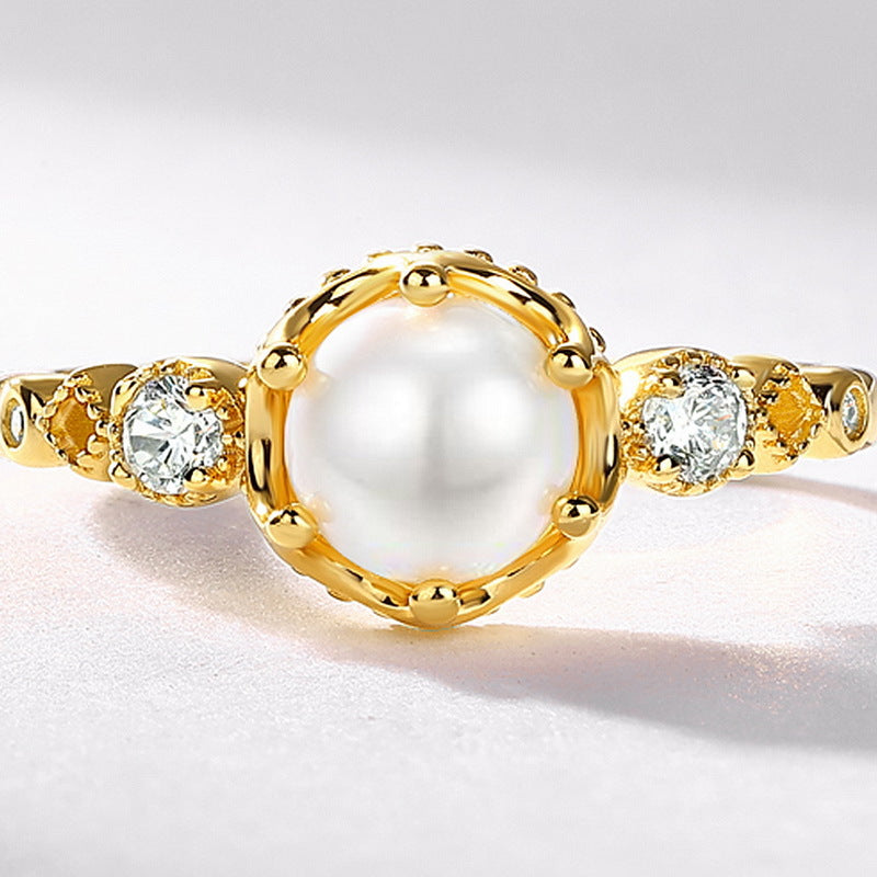 S925 Sterling Silver Jewelry Ring Shell Pearl Gemstone White Zircon Simple Luxury Rings