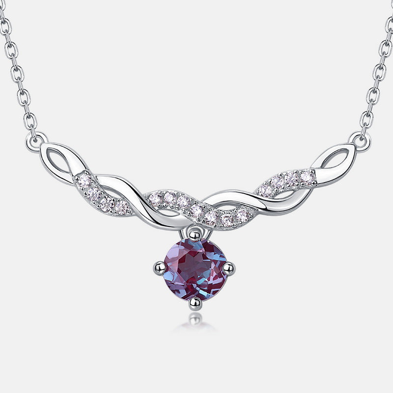 S925 Sterling Silver Jewelry Necklace Alexandrite Gemstone Winding Style Charms Necklace
