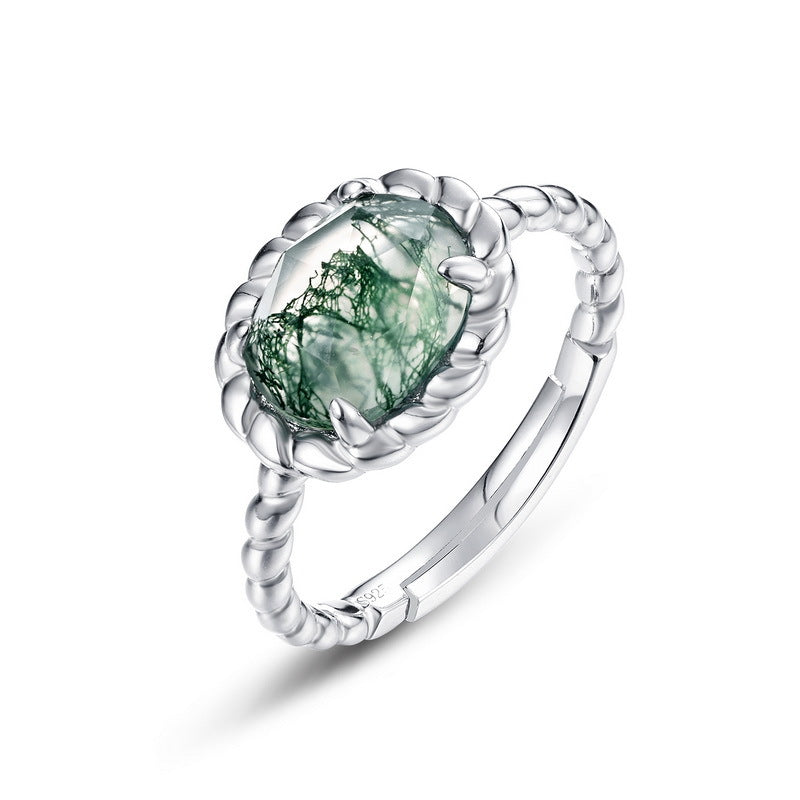 S925 Sterling Silver Jewelry Ring Natural Black Onyx Gemstone Gold Plating Simple Luxury Ring