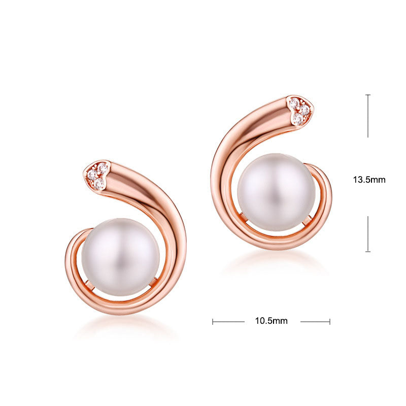 S925 Sterling Silver Jewelry Earrings Natural Freshwater Pearl Gemstone Rose Gold Plating Earrings