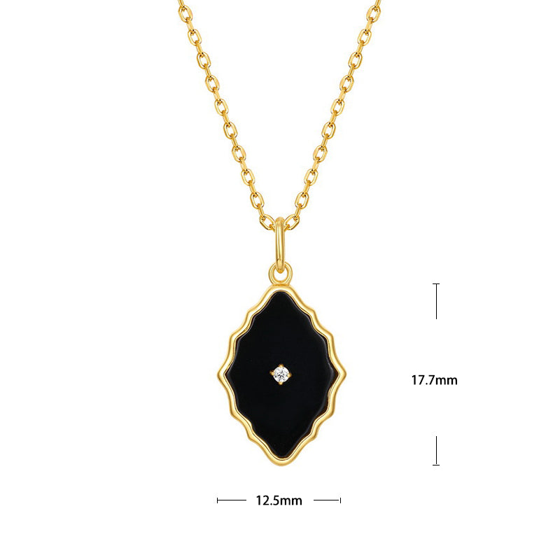 S925 Sterling Silver Jewelry Pendants Natural Black Onyx Gemstone Vintage Style Necklace Charms