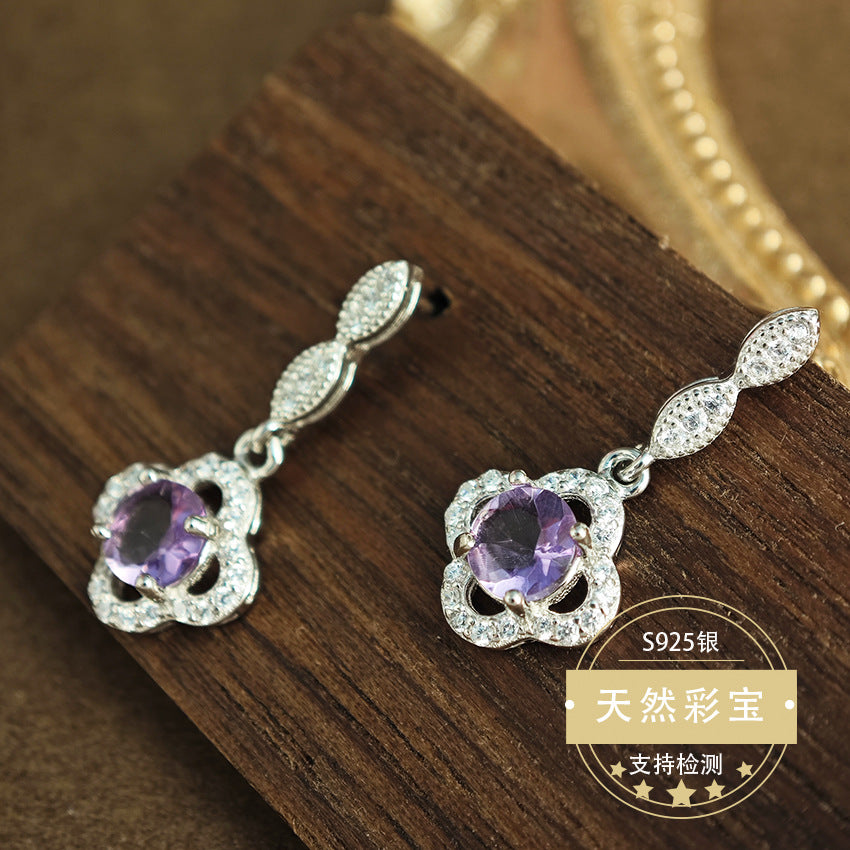Natural Citrine Gemstone Fine Jewelry 925 Sterling Silver Fashion Light Luxury Drop Earrings