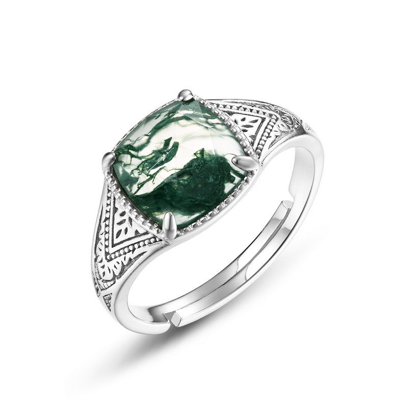 S925 Sterling Silver Jewelry Ring Natural Black Onyx Gemstone Vintage Style Luxury Rings