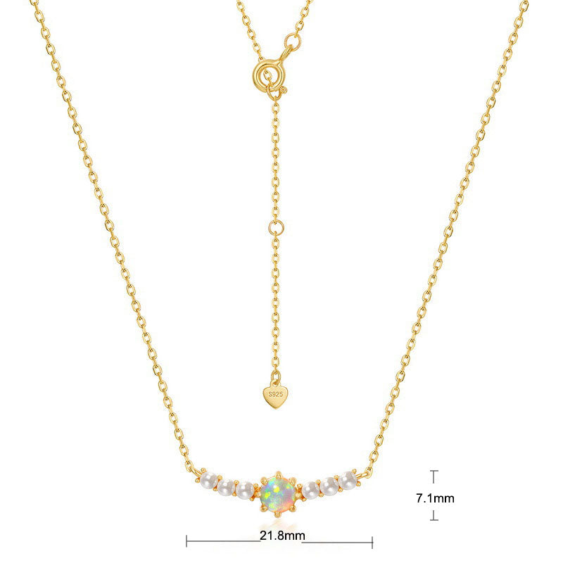 S925 Sterling Silver Jewelry Necklace Gold Plating Opal Gemstone Fashion Luxury Necklace