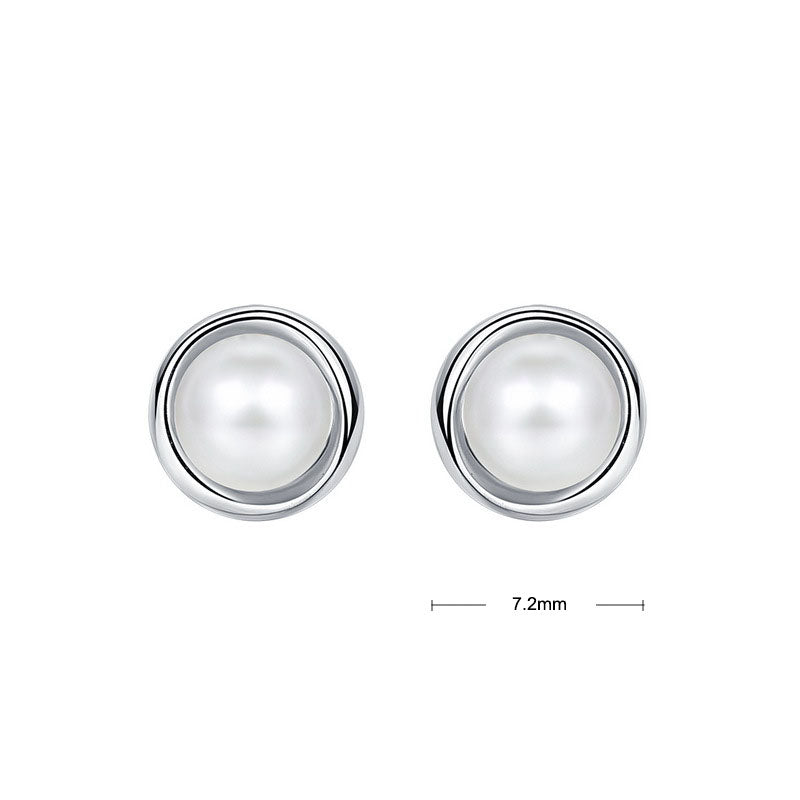 S925 Sterling Silver Jewelry Earrings Natural Freshwater Pearl Gemstone Simple Luxury Earrings