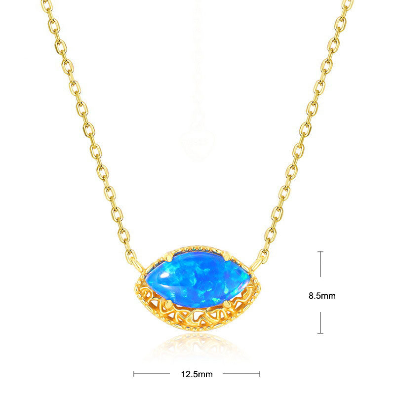 S925 Sterling Silver Jewelry Necklaces Blue Opal Gemstone Mariquesa Style Charms Necklace