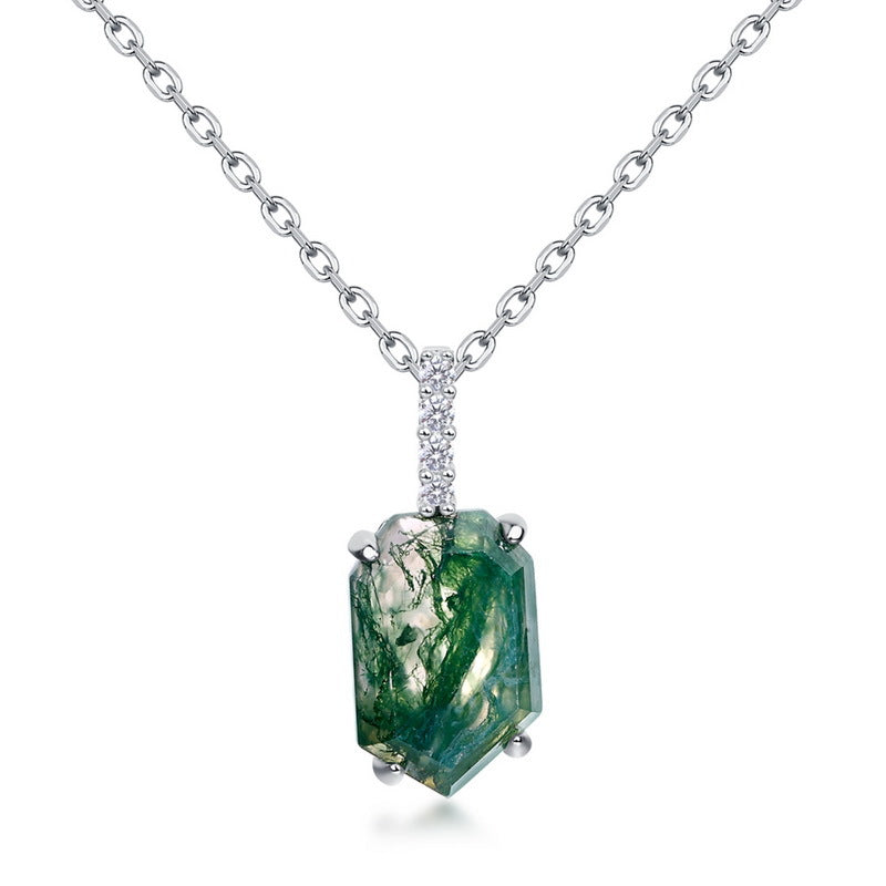 S925 Sterling Silver Jewelry Necklace Natural Black Onyx Gemstone Irregular Style Charms Necklace