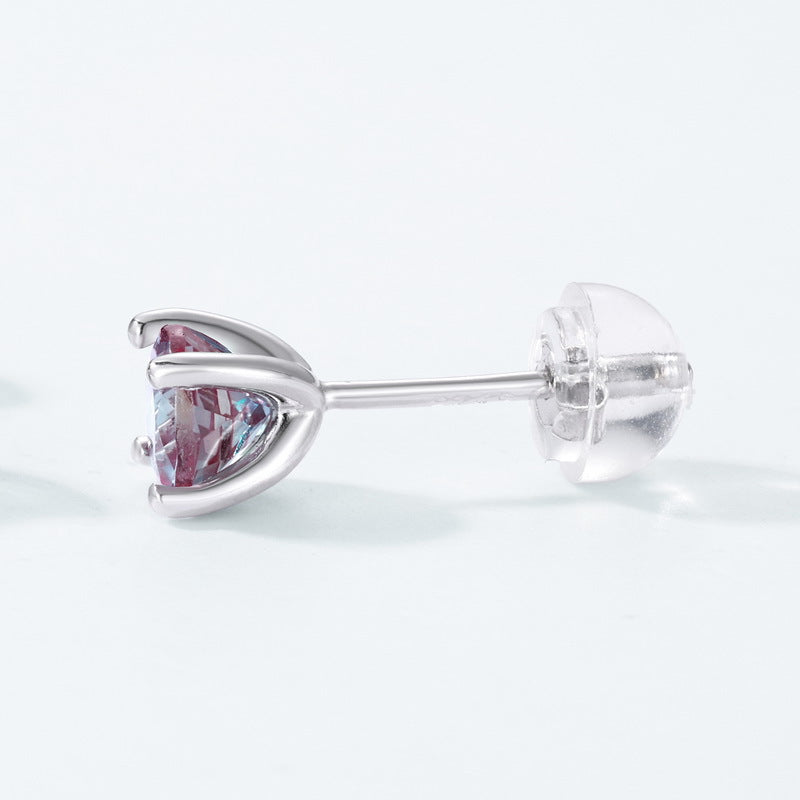 S925 Sterling Silver Jewelry Earrings Alexandrite Gemstone Simple Luxury Earrings