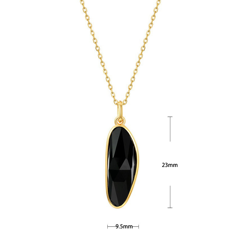 S925 Sterling Silver Jewelry Pendants Natural Black Onyx Gemstone Irregular Style Necklace Charms
