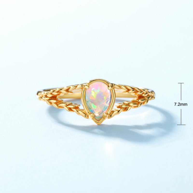 S925 Sterling Silver Jewelry Gold Plating Opal Gemstone Vintage Palace Style Rings