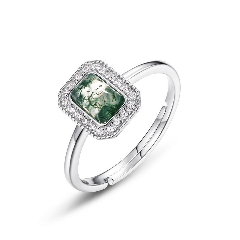 S925 Sterling Silver Jewelry Ring Natural Mozambique Garnet Gemstone Board Style Ring