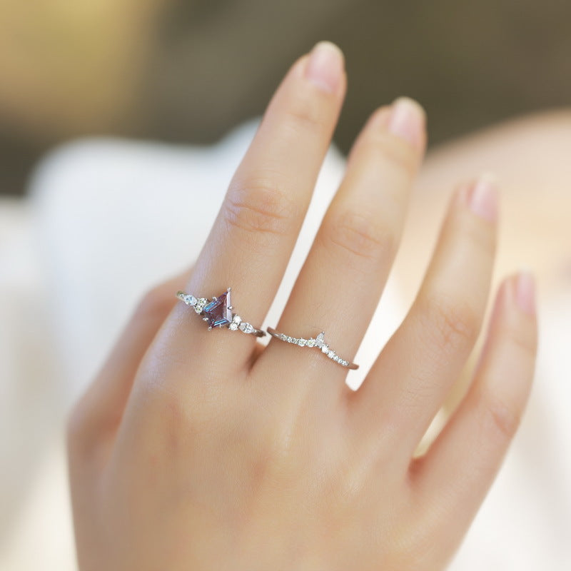 S925 Sterling Silver Jewelry Ring Alexandrite Gemstone Fashion Style Stacking Rings