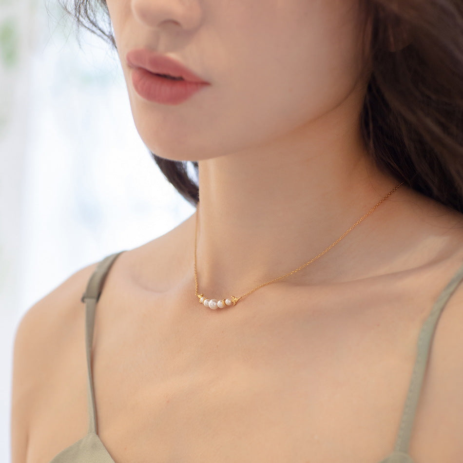 S925 Sterling Silver Jewelry Necklace Shell Pearl Gemstone Charms Choker Necklaces