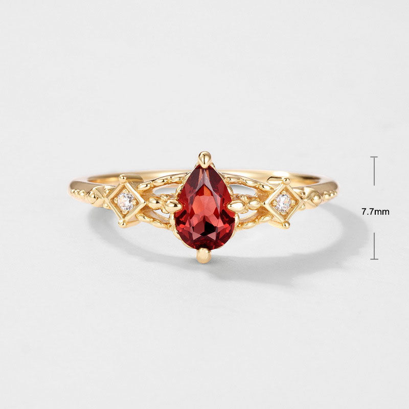 S925 Sterling Silver Jewelry Ring Natural Mozambique Garnet Gemstone Simple Luxury Rings