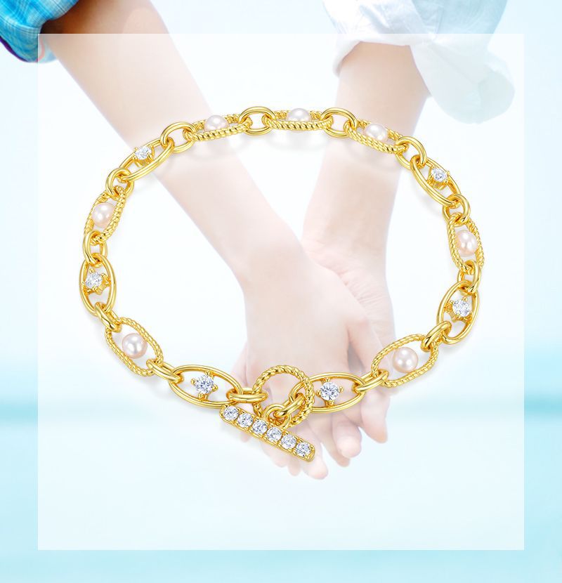 S925 Sterling Silver Jewelry Bracelet Shell Pearl and White Zircon Unique Design Bracelets