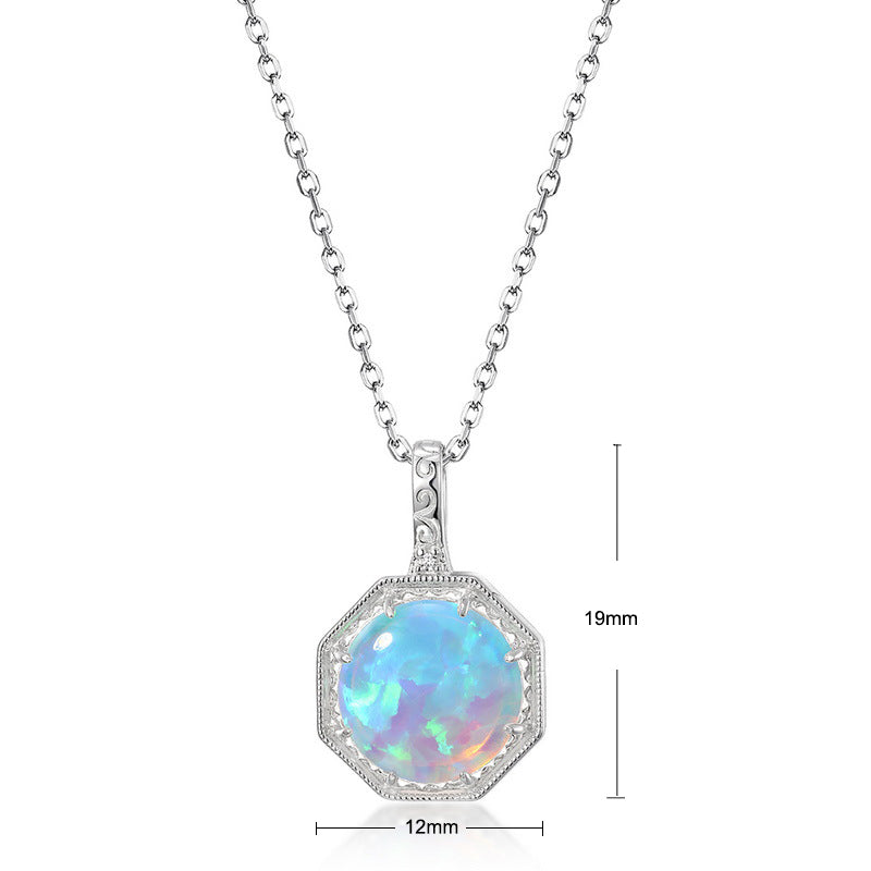S925 Sterling Silver Jewelry Pendant Magical Color Opal Gemstone Luxury Necklace Pendant