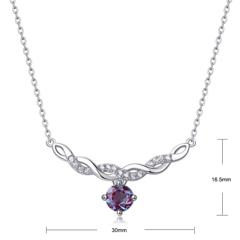 S925 Sterling Silver Jewelry Necklace Alexandrite Gemstone Winding Style Charms Necklace