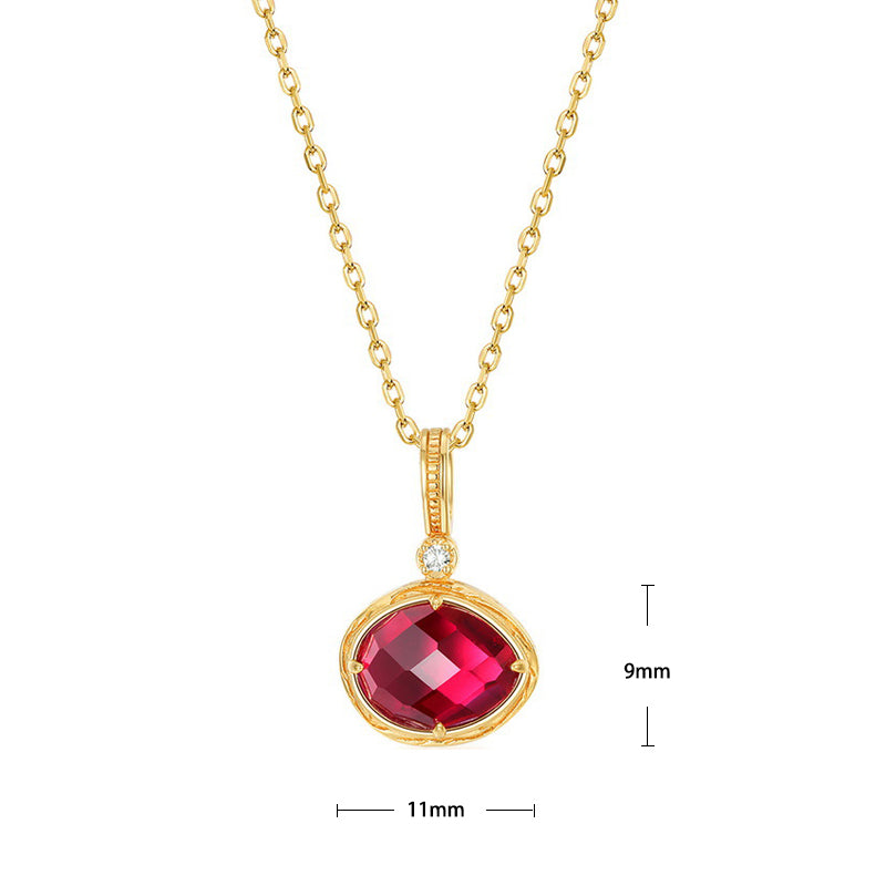 S925 Sterling Silver Jewelry Pendants Red Corundum Gemstone Simple Luxury Necklace Charms