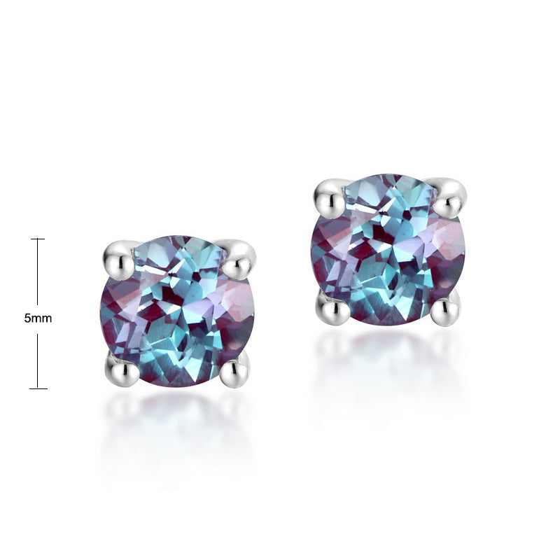 S925 Sterling Silver Jewelry Earrings Alexandrite Gemstone Simple Luxury Earrings