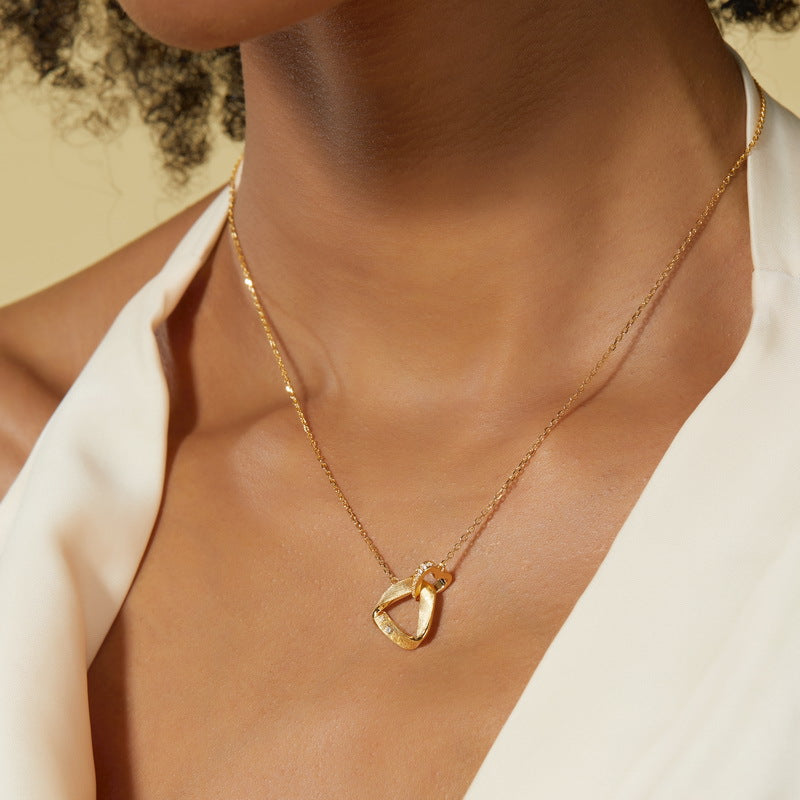 S925 Sterling Silver Jewelry Necklace White Zircon Gemstone Brushed Finish Charms Necklaces