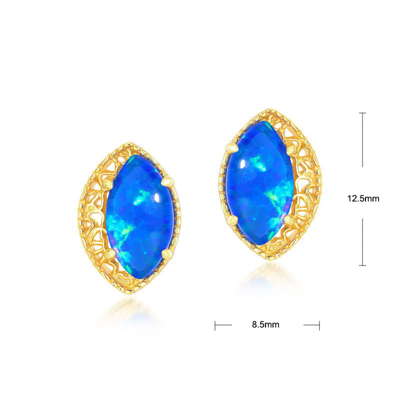 S925 Sterling Silver Jewelry Earrings Blue Opal Gemstone Mariquesa Style Earrings