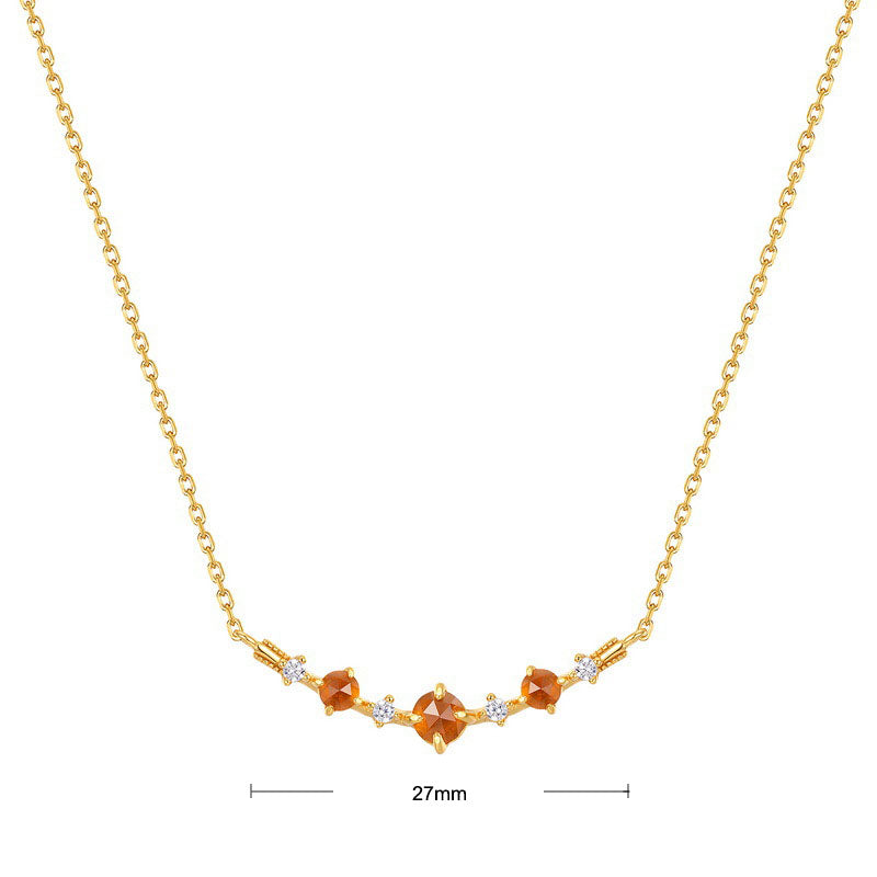 S925 Sterling Silver Jewelry Necklace Natural Orange Garnet Gemstone Charms Necklaces