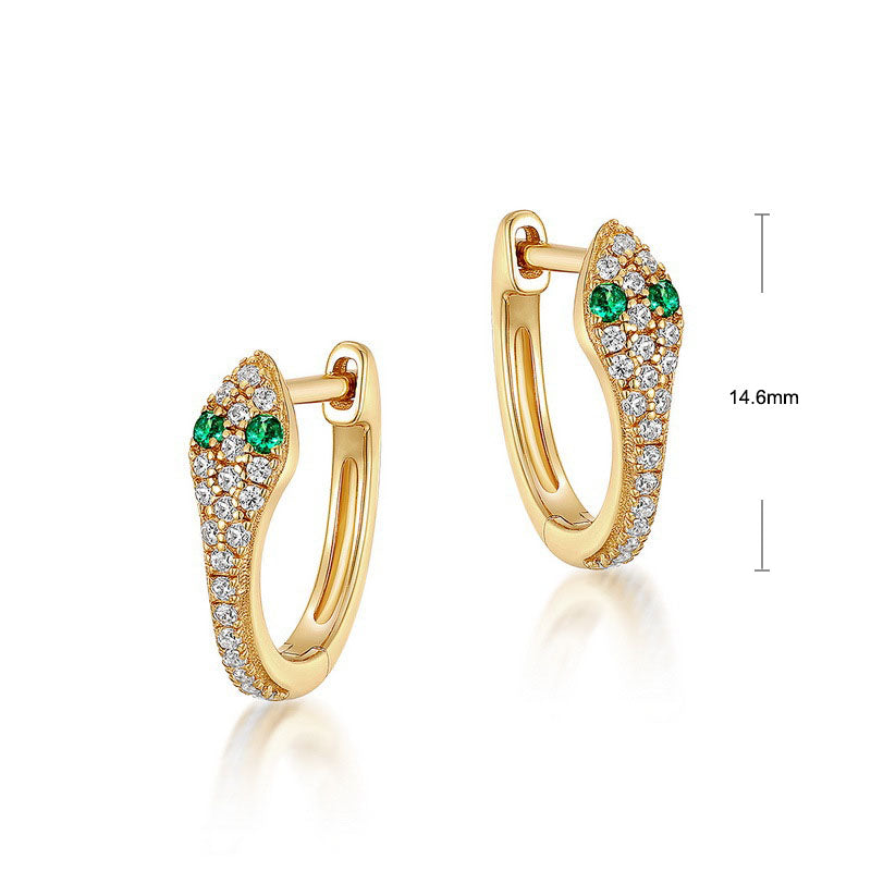 S925 Sterling Silver Jewelry Earrings Zircon Gemstone Fashion Snake Style Earrings