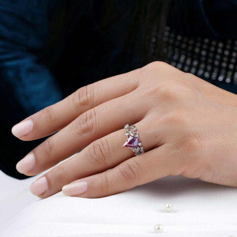 S925 Sterling Silver Jewelry Ring Alexandrite Gemstone Luxury Stacking Rings