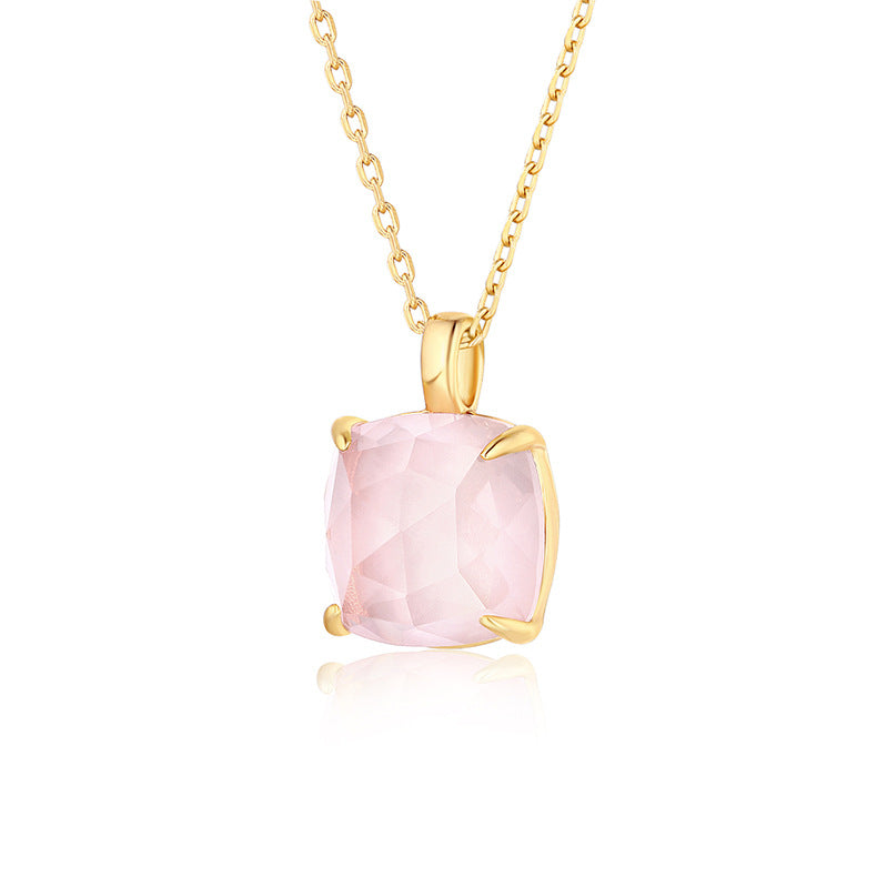 S925 Sterling Silver Jewelry Necklace Natural Garnet Gemstone Simple Luxury Charms Necklace