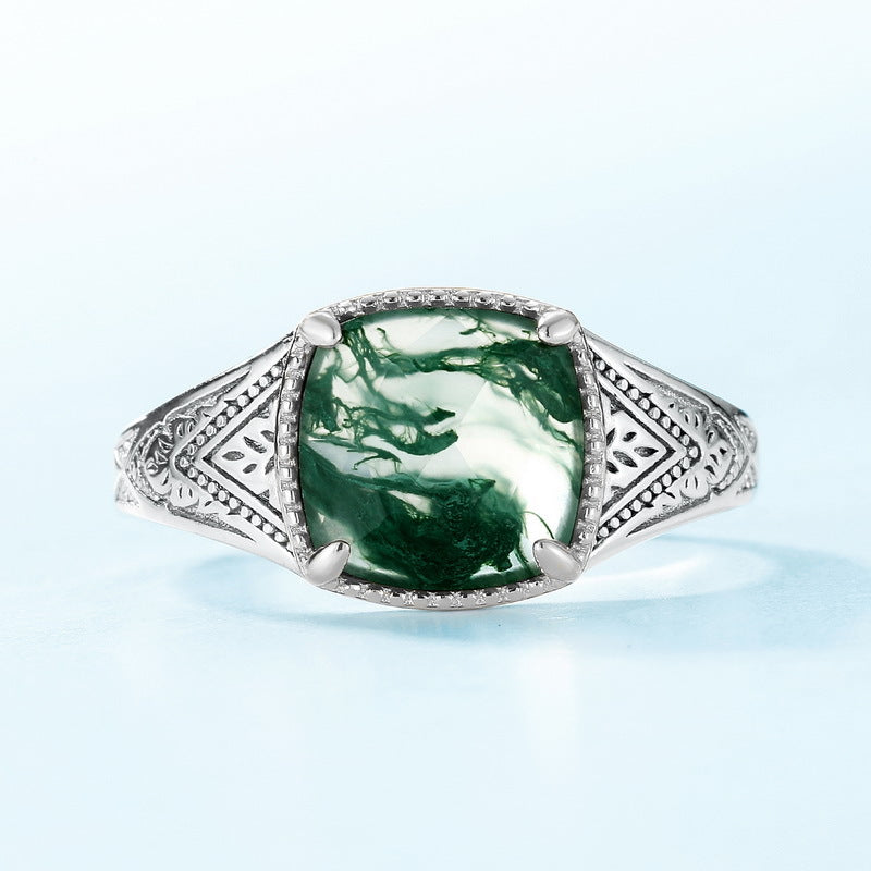 S925 Sterling Silver Jewelry Ring Natural Black Onyx Gemstone Vintage Style Luxury Rings