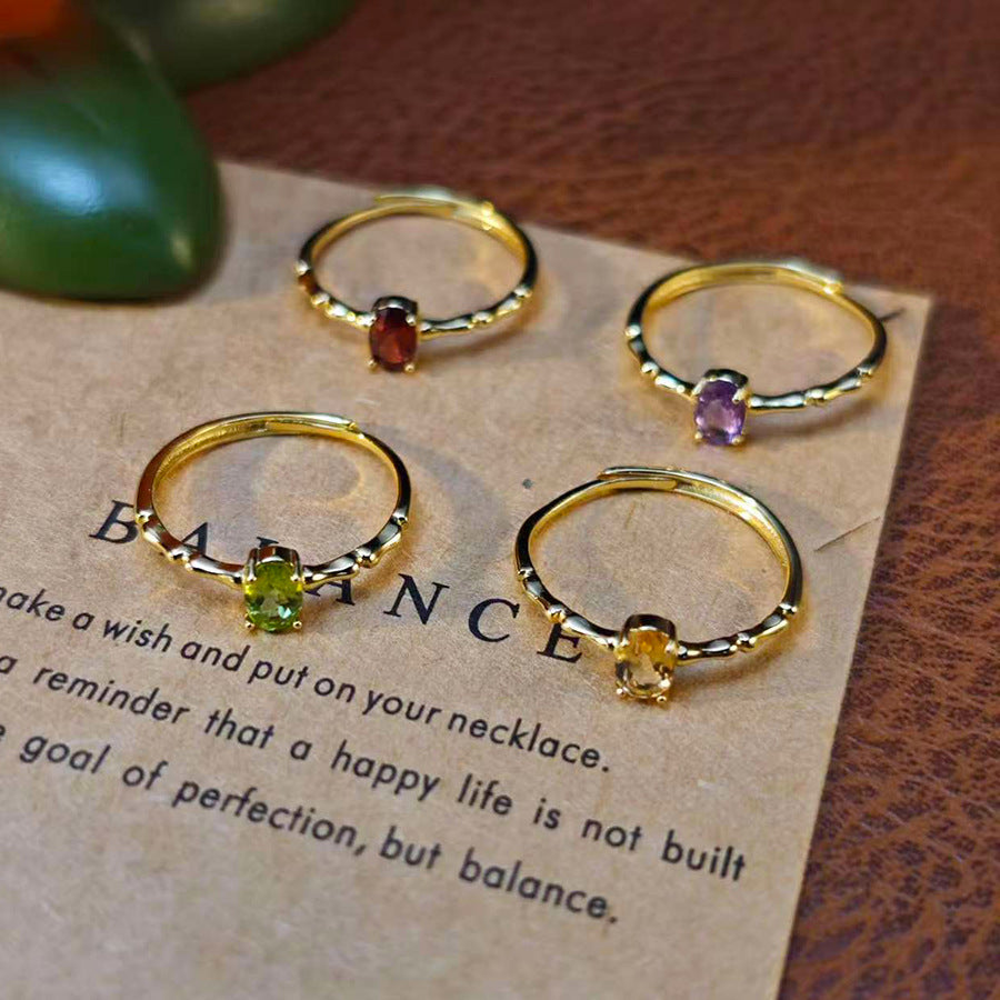 S925 Sterling Silver Fine Jewelry Natural Amethyst Gemstone Fashion Style Simple Luxury Rings