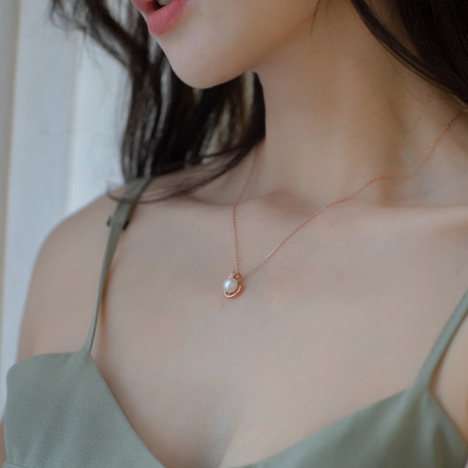 S925 Sterling Silver Jewelry Pendants Natural Freshwater Pearl Gemstone Rose Gold Necklace Charms