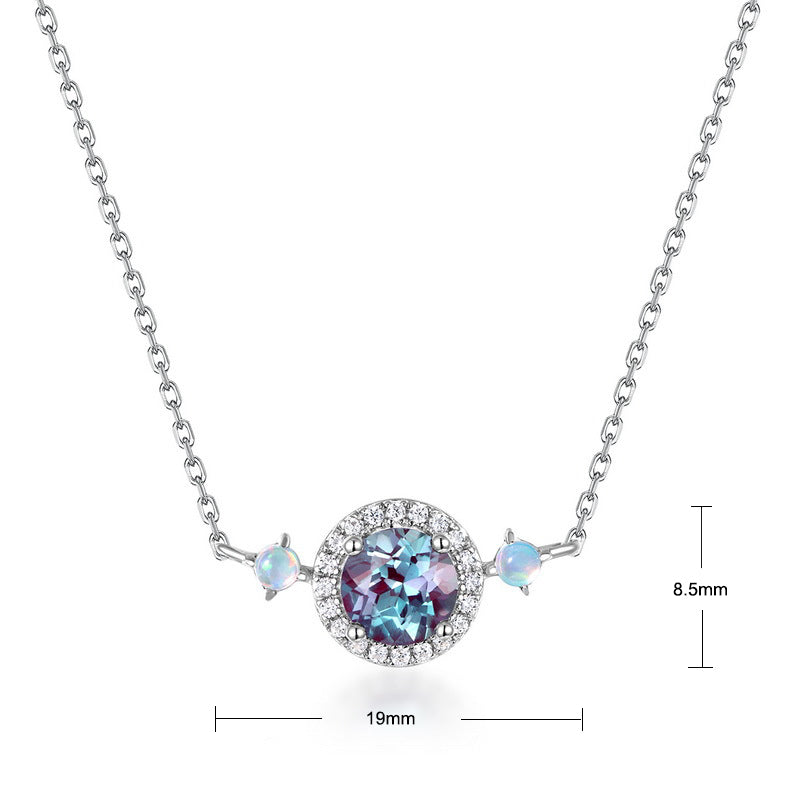 S925 Sterling Silver Jewelry Necklace Alexandrite Gemstone Simple Luxury Choker Necklace