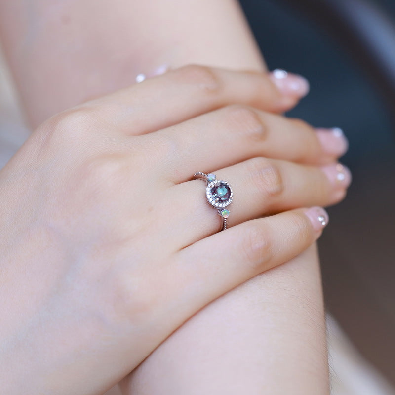S925 Sterling Silver Jewelry Ring Alexandrite Gemstone Luxury Fine Jewelry Rings