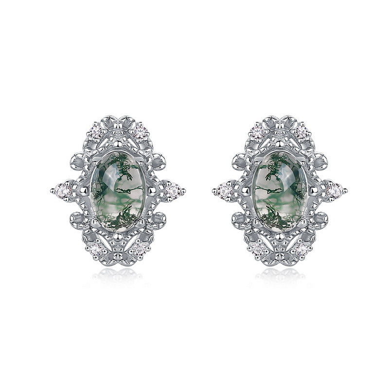 S925 Sterling Silver Jewelry Earrings Natural Mozambique Garnet Gemstone Stud Earrings