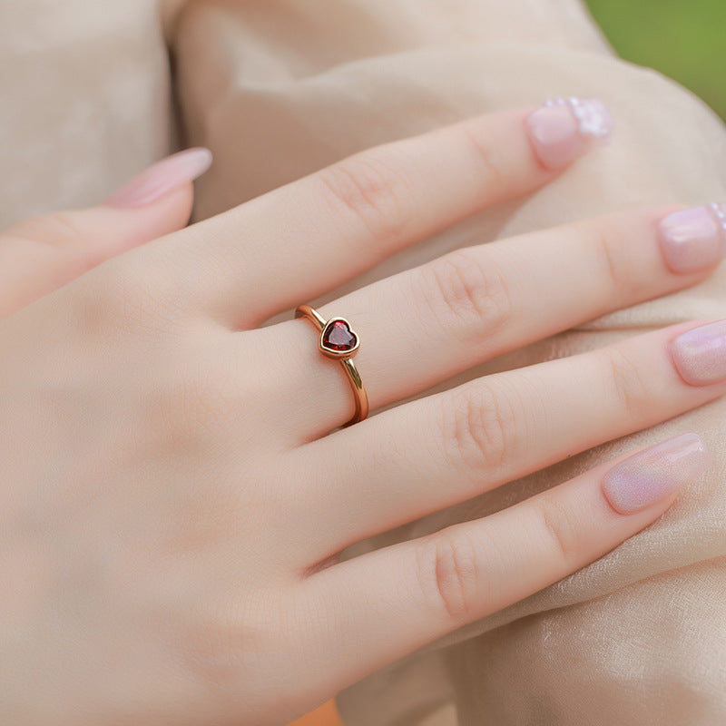 S925 Sterling Silver Jewelry Ring Natural Garnet Gemstone Love Arrow Style Fashion Rings