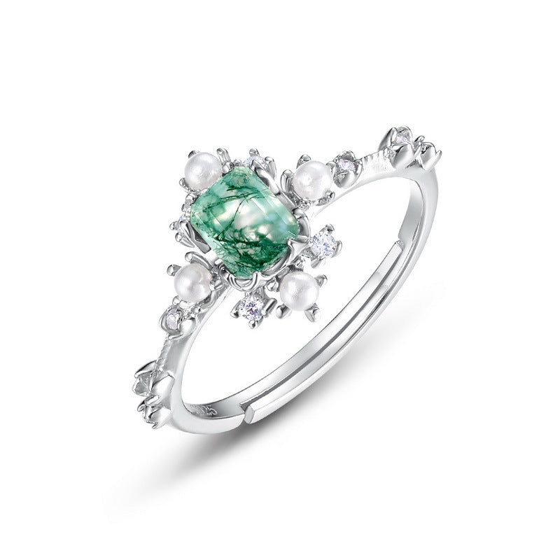 S925 Sterling Silver Jewelry Ring Natural Sky Blue Topaz Gemstone Snowflake Style Rings