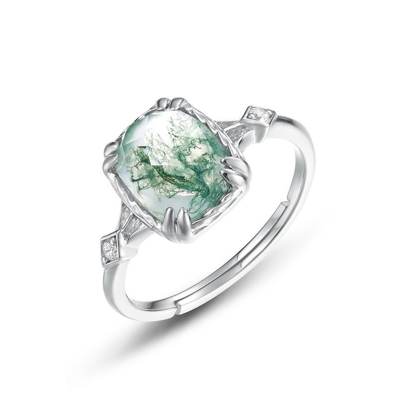 S925 Sterling Silver Jewelry Ring Natural Black Onyx Gemstone Vintage Folk Style Rings