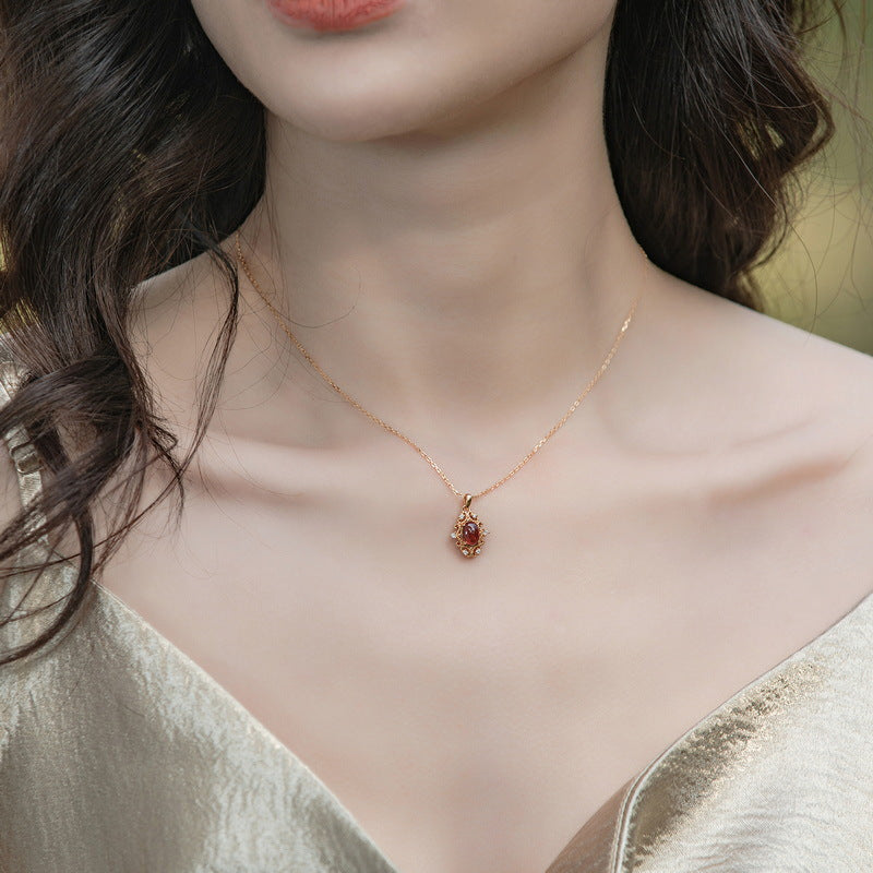 S925 Sterling Silver Jewelry Pendants Natural Mozambique Garnet Gemstone Necklace Charms